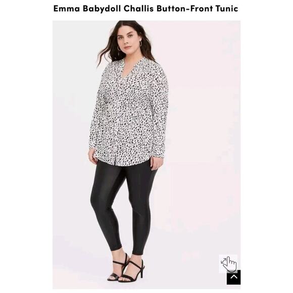 Torrid Emma Babydoll Challis Leopard Print Tunic + Black Leggings 3X OUTFIT - Picture 3 of 12